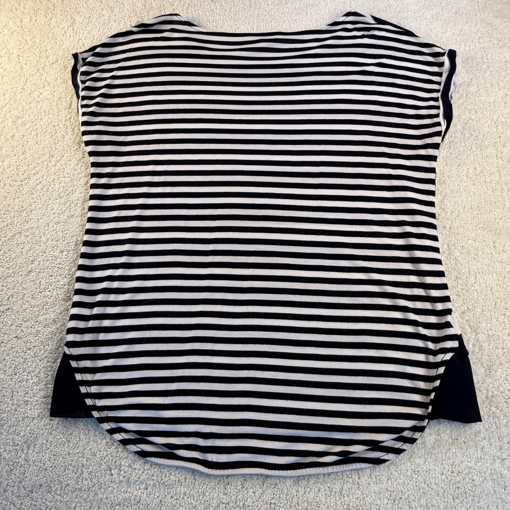 The Limited Women's Striped Top Size L Navy Blue White Rayon Blend